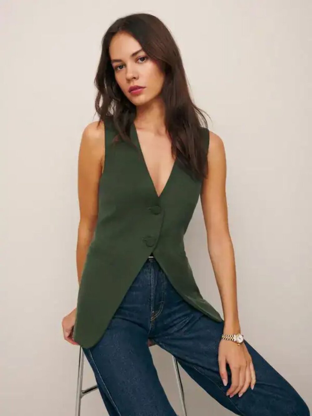 Reformation Casey Vest Fern NWT